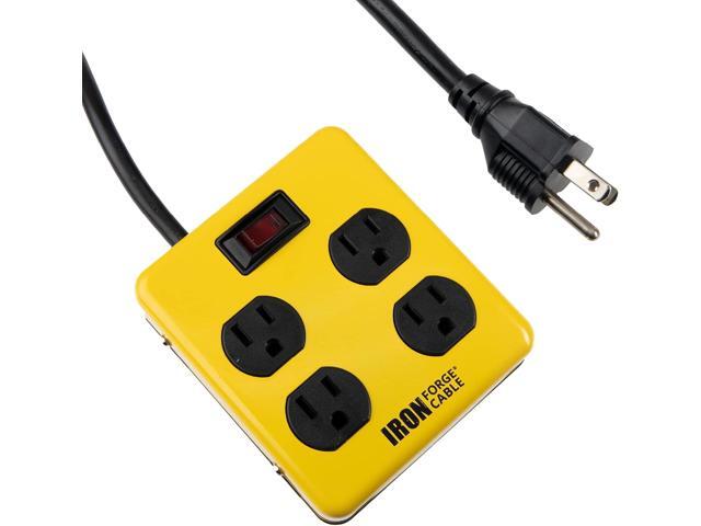 Iron Forge Cable 4 Outlet Surge Protector Power Strip, 4 Ft 4 Grounded Outlets, Circuit Breaker - For Home, Office & Workshop