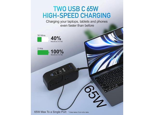 10FT Surge Protector Power Strip with PD 65W USB C for Travel, Desktop USB Charging Station with 6 Outlet and 3 USB Ports, Overload Protection,...