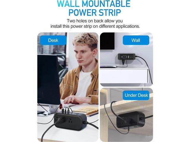 10FT Surge Protector Power Strip with PD 65W USB C for Travel, Desktop USB Charging Station with 6 Outlet and 3 USB Ports, Overload Protection,...