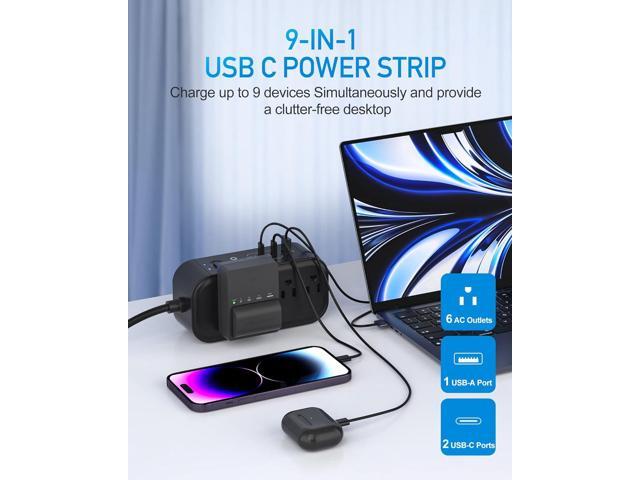 10FT Surge Protector Power Strip with PD 65W USB C for Travel, Desktop USB Charging Station with 6 Outlet and 3 USB Ports, Overload Protection,...