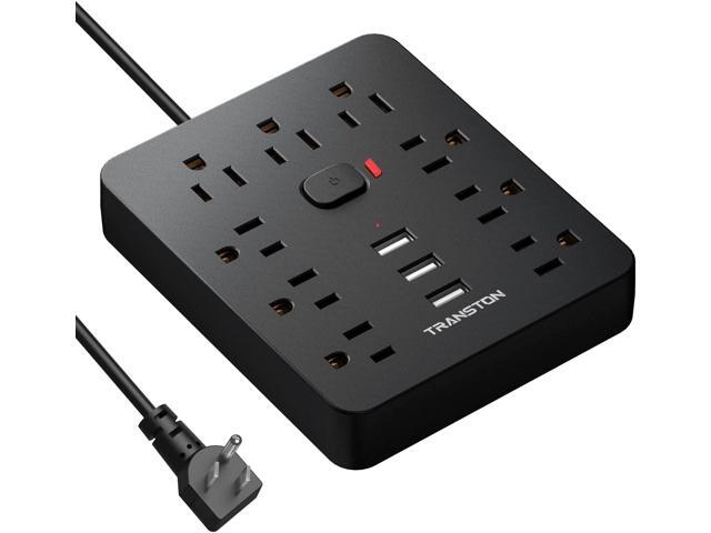 Power Strip Surge Protector with 9 Outlet 3 USB Ports, Fireproof Desktop Charging Station with Flat Plug Wall Mount 5 ft Long Extension Cords for...