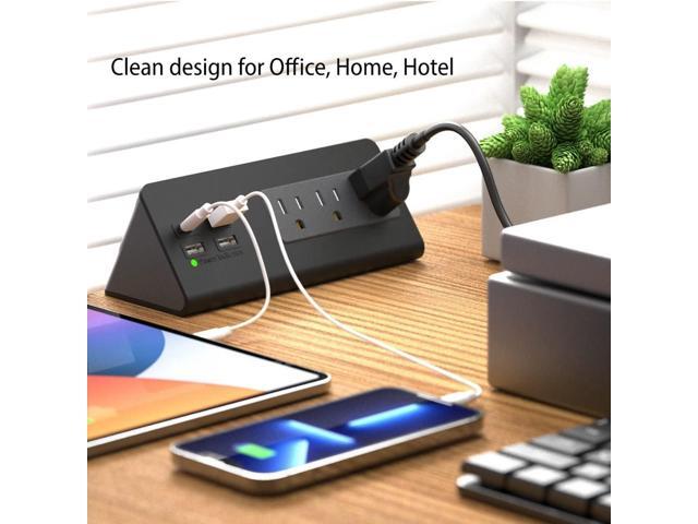 Nightstand Edge Mount Power Strip with USB-C Ports Tabletop Surge Protector Desk Clamp Power Sockets with 3 AC Outlets &4 Fast Charging USB Ports...