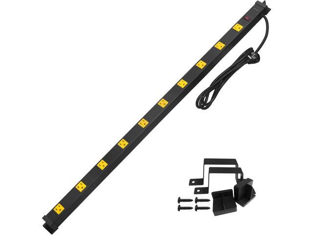 SURAIELEC 10 Outlet Long Power Strip Surge Protector, Industrial Heavy Duty Metal Shop Power Strip with Flat Plug, 1000 Joules, 15 AMP Breaker, 6FT...