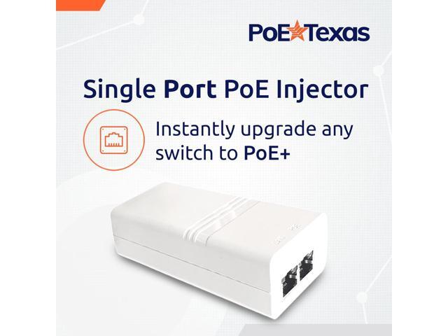Poe Texas PoE Injector - Single Port PoE+ Power Over Ethernet PoE Adapter for 802.3at - 10/100/1000 Gigabit Data with Integrated 52V 30W Power...
