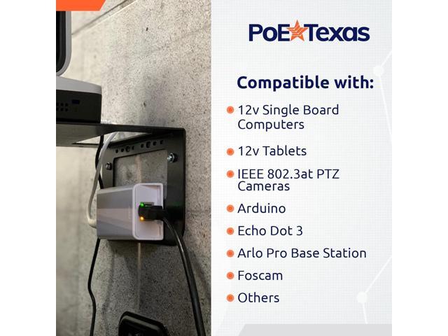 12 Volt PoE+ - IEEE 802.3at - Splitter Splits Power Over Ethernet to 12v DC & Gigabit Data with Opto-Isolation Protection for 12v 25w Devices,...