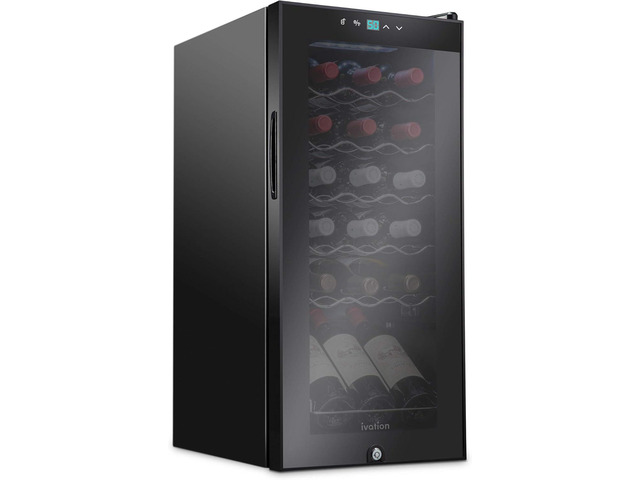 Ivation 18 Bottle Compressor Wine Cooler Refrigerator w/Lock, Large Freestanding Wine Cellar For Red, White, Champagne or Sparkling Wine, 41f-64f...