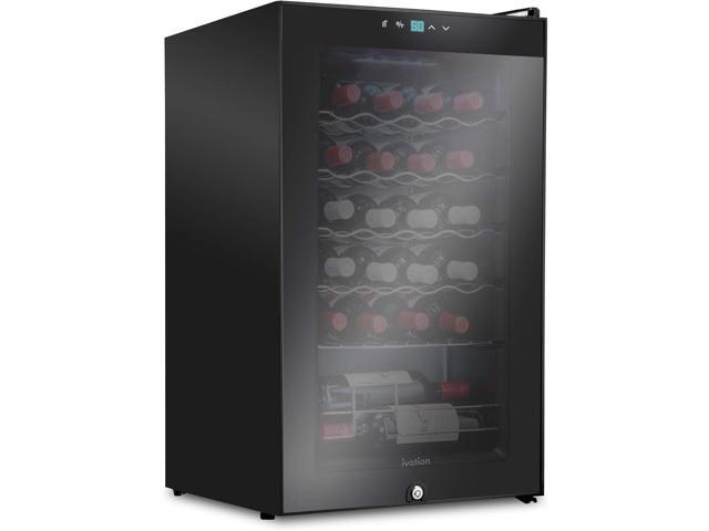 Ivation 24 Bottle Compressor Wine Cooler Refrigerator w/Lock Large Freestanding Wine Cellar For Red, White, Champagne or Sparkling Wine 41f-64f.