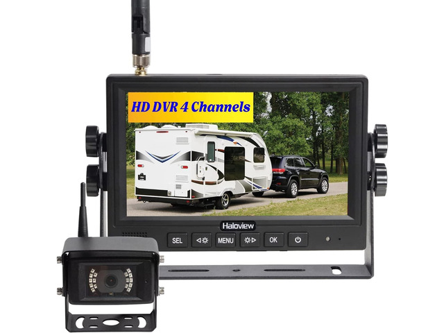 Haloview MC7108 Wireless RV Backup Camera System 7'' Monitor Built in DVR Rear View Camera with Infrared Night Vision and Wide Viewing Angle for...