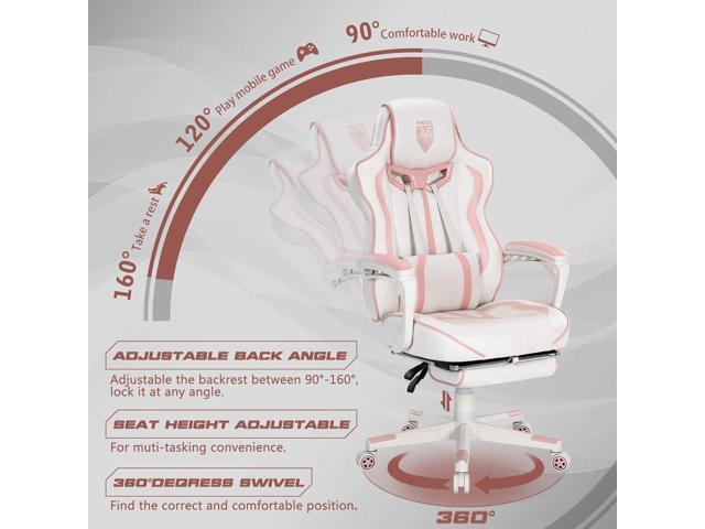 Vonesse Pink Gaming Chair PC Game Chair for Girls Racing Style Reclining Computer Chair with Footrest Office Ergonomic Gaming Computer Chair with...