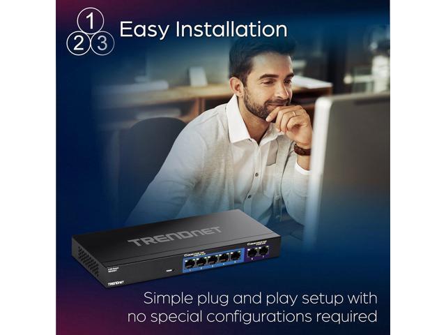 TRENDnet 7-Port Multi-Gig Switch, 5 x 1G RJ-45 Base-T Ports, 2 x 2.5G RJ-45 Ports, 20Gbps Switching Capacity, Wall Mountable, Plug & Play, Network...