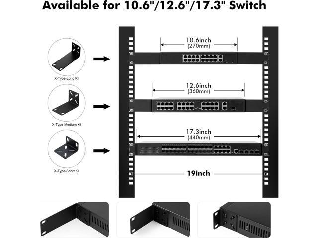 MokerLink Rack Mount Kit for 12.6 inch Switches, Adjustable Hole Distance 14-30mm, Mount a 12.6 Wide to a 19 Equipment Rack, Compatible for...