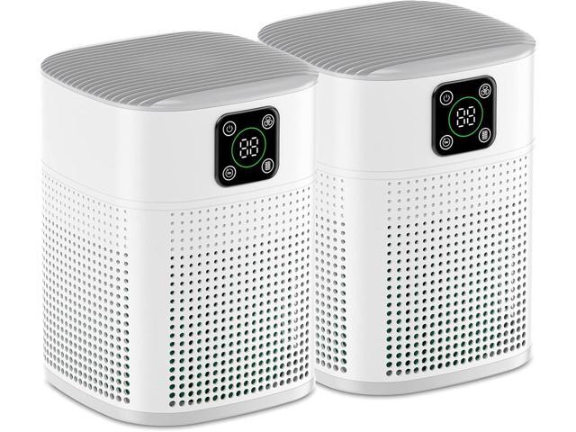 2 Pack Air Purifiers for Home Bedroom up to 650ft², Honeyuan H13 HEPA Air purifier with 360°Air Intake, 3 Fan Speeds, White