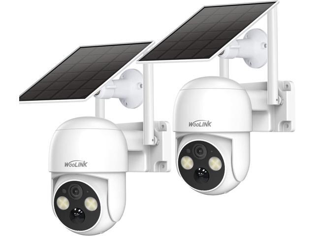 2PCS 4MP Solar Security Camera Wireless Outdoor, 2.5K Solar/Battery Powered Camera for Home Security, Pan/Tilt 2.4Ghz WiFi Camera with PIR, 2-Way...