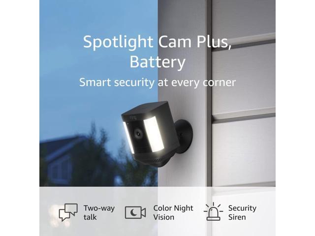 Ring Spotlight Cam Plus, Battery Two-Way Talk, Color Night Vision, and Security Siren (2022 release) - Black