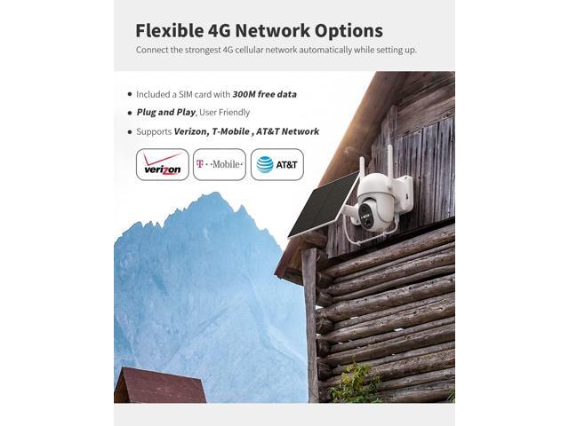 Ebitcam 4G LTE Cellular Security Camera Includes Memory Card & SIM Card(Support Verizon/AT & T/T-Mobile), 2K Solar Outdoor Cam Wireless Without WiFi...