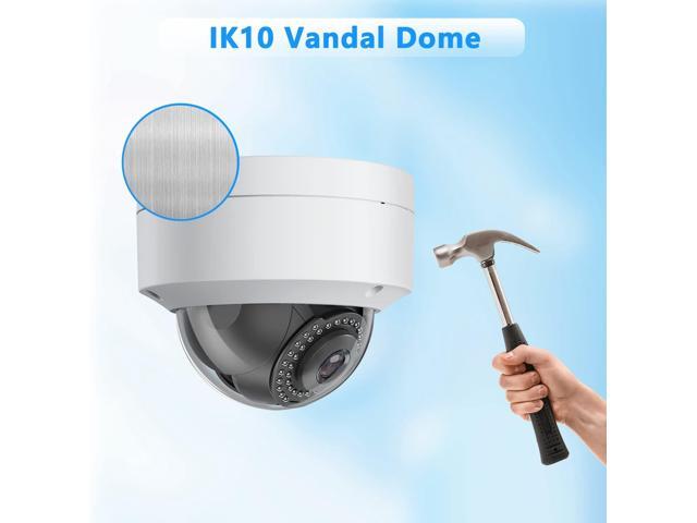 Real HD 6MP PoE IP Vandal Dome Security Camera Outdoor, 2.8mm Wide Angle, H.265, IP67 IK10, Support Firmware Upgrade, Compatible with NVR, Blue...