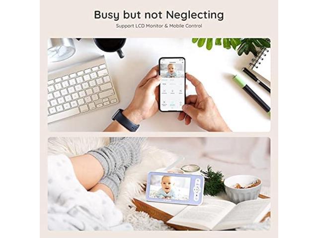 Boifun 5 Baby Monitor, 1080p Wifi Baby Monitor Via Android/IOS App Control, Video Record & Playback, Sound & Temperature Sensor Detection, Night...