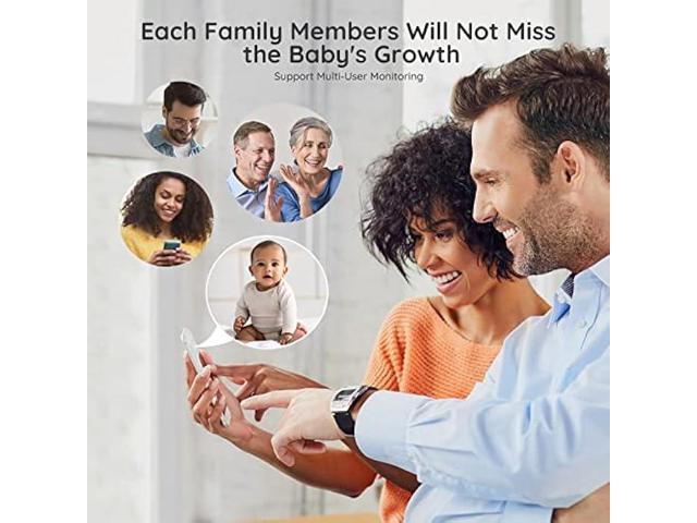 Boifun 5 Baby Monitor, 1080p Wifi Baby Monitor Via Android/IOS App Control, Video Record & Playback, Sound & Temperature Sensor Detection, Night...