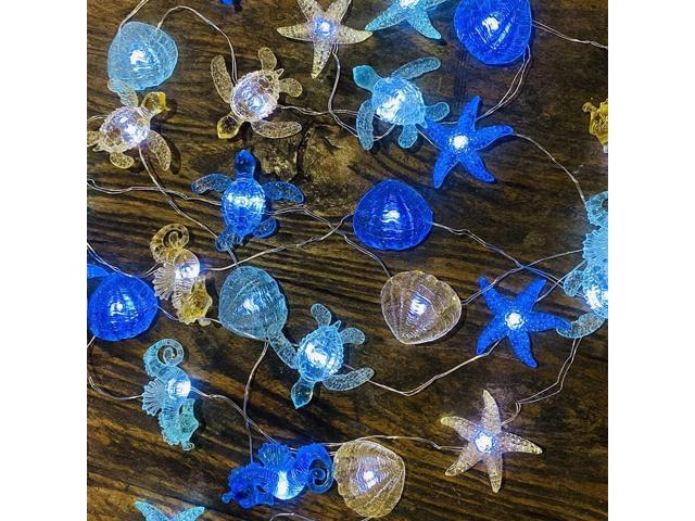 Coastal Solar String Lights Outdoor Garden Lights Marine Life Solar Fairy Garden Lights for Outside 14ft 40LED Waterproof Turtle Seahorse Starfish...