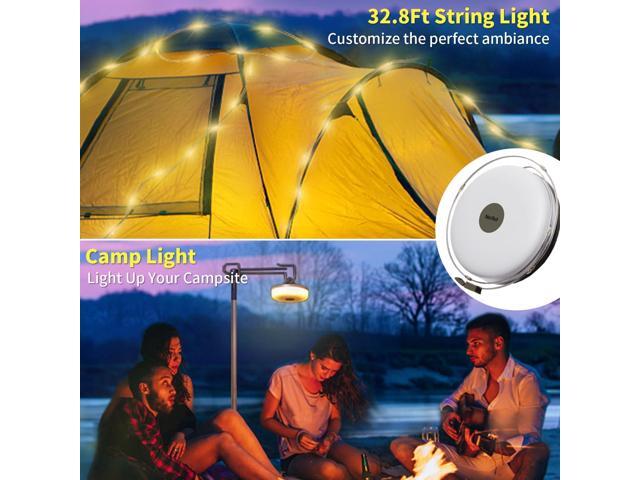 HAMLITE Camping String Lights, 2 in 1 Outdoor Waterproof Portable Stowable String Light with 5 Lighting Modes (32.8Ft), USB Rechargeable String...