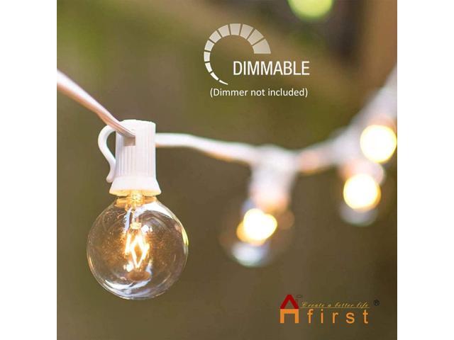 Afirst White Outdoor String Lights 50FT with 53 Glass Bulbs Waterproof Patio Lights for Wedding Home Garden Backyard Party