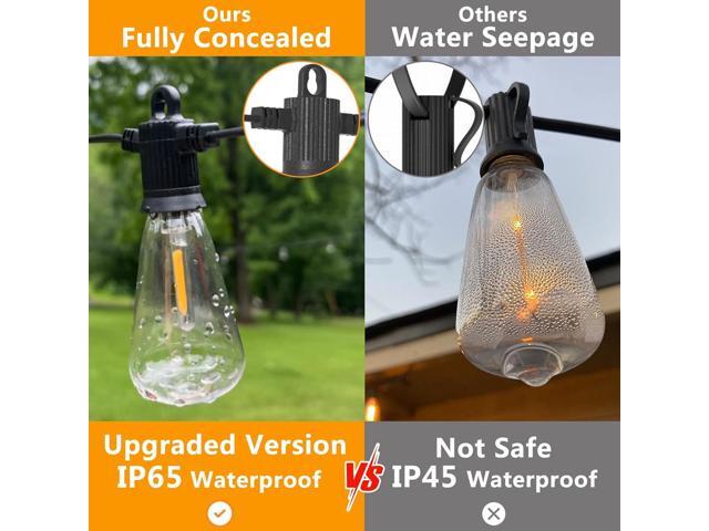 ZOTOYI Outdoor String Lights 50 FT, Patio Bulbs with 27 LED Plastic Edison ST38 Bulbs (2 Spare), Waterproof IP65 Outdoor Hanging Lights for Garden,...