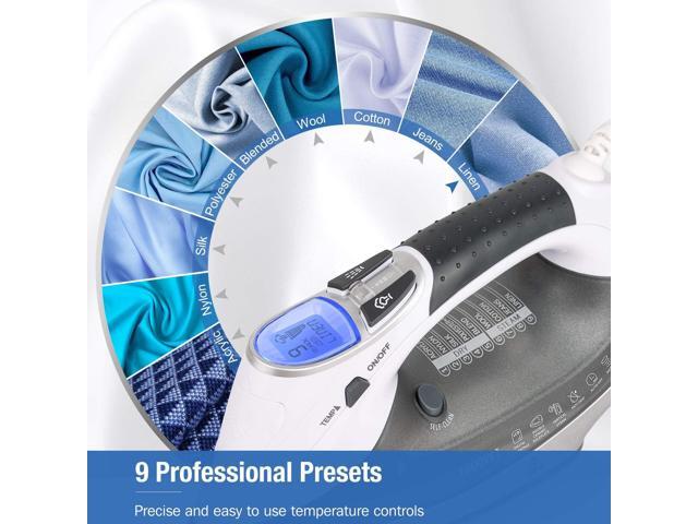 BEAUTURAL 1800-Watt Steam Iron with Digital LCD Screen, Double-Layer and Ceramic Coated Soleplate, 3-Way Auto-Off, 9 Preset Temperature and Steam...