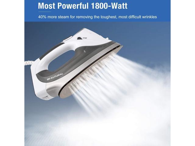 BEAUTURAL 1800-Watt Steam Iron with Digital LCD Screen, Double-Layer and Ceramic Coated Soleplate, 3-Way Auto-Off, 9 Preset Temperature and Steam...