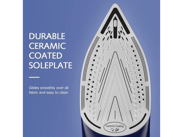 BEAUTURAL Steam Iron for Clothes with Precision Thermostat Dial, Ceramic Coated Soleplate, 3-Way Auto-Off, Self-Cleaning, Anti-Calcium, Anti-Drip Blue