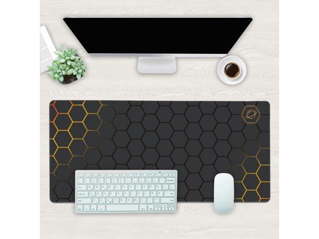 Desk Mat, Black Gold Honeycomb Technology Extended Gaming Mouse Pad Large, 35.4'x15.7' Big Mouse Pad with Non-Slip Base and Stitched Edge, Long...