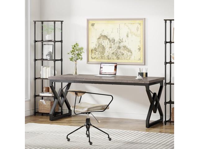 Tribesigns 63 Inch Executive Desk, Large Office Computer Desk with Extra Thick Wooden Tabletop and Metal Frame, Modern Simple Workstation Writing...