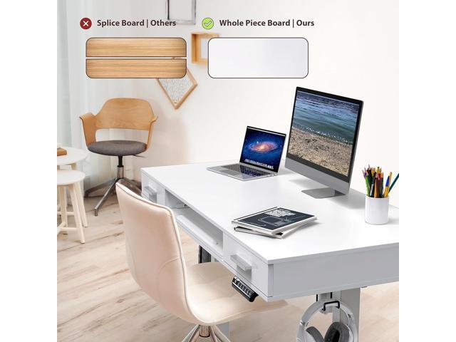 SHW 48-Inch Electric Height Adjustable Desk with Keyboard Tray and Two Drawers