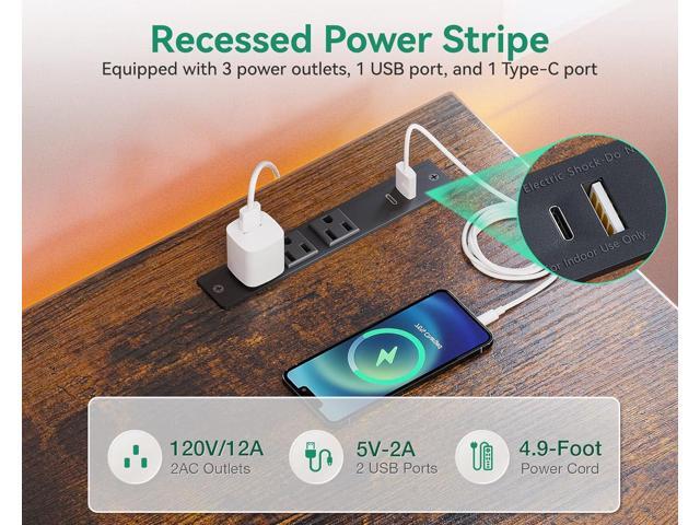 AODK 40 inch Small Computer Desk with Power Outlet for Small Spaces Home Office Student Laptop PC Writing Desks with Storage Bag Headphone Hook,...