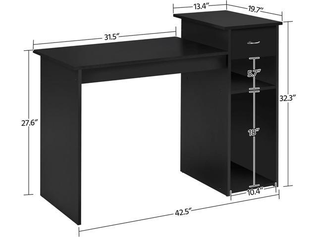 Yaheetech Home Office Modern Desk and Chair Set Computer Desk w/Drawer & Shelves with Ergonomic Mesh Height Adjustable Office Chair