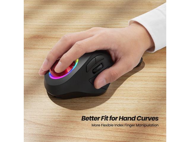 Nulea M505B Wireless Trackball Mouse, Rechargeable Ergonomic RGB Rollerball Mouse, Easy Index Finger Control with 5 Adjustable DPI, 3 Device...