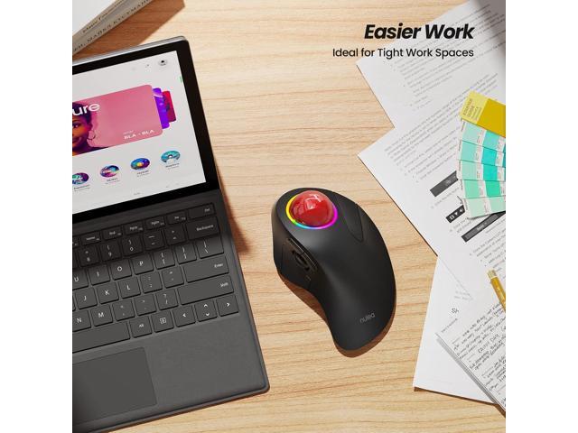 Nulea M505B Wireless Trackball Mouse, Rechargeable Ergonomic RGB Rollerball Mouse, Easy Index Finger Control with 5 Adjustable DPI, 3 Device...