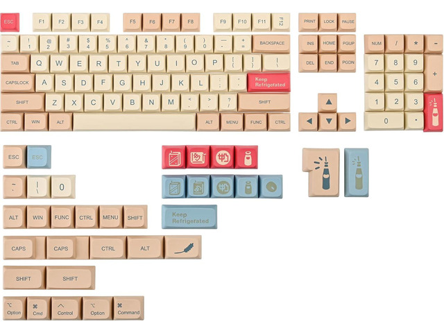 Fogruaden PBT Keycaps 139 Keys Soymilk Keycap Set Dye-Sublimation Custom Keycaps XDA Profile Cute Keycap for Mechanical Keyboard