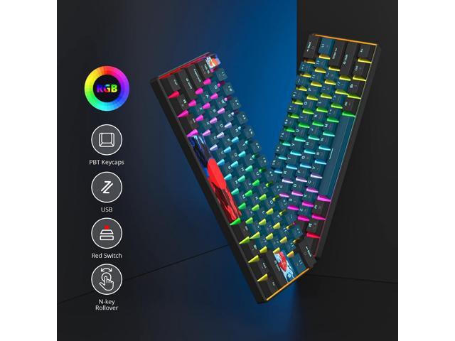 60% Mechanical Gaming Keyboard - RGB, Red Switch, Wired, Compact, 61 Keys for Windows, PS4/5, Xbox