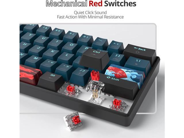 60% Mechanical Gaming Keyboard - RGB, Red Switch, Wired, Compact, 61 Keys for Windows, PS4/5, Xbox