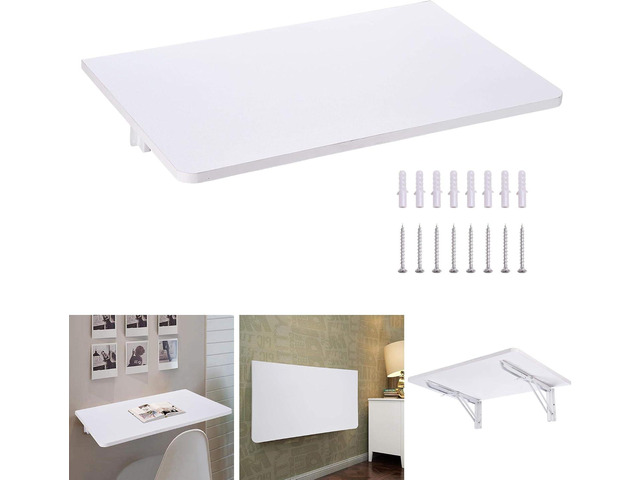 Yescom Wall Mounted Floating Folding Desk Wooden PC Dining Drop Leaf Table