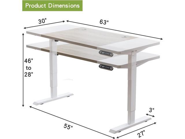 Radlove Electric Height Adjustable Standing Desk, 63x 30 Inches Stand Up Desk Workstation, Splice Board Home Office Computer Standing Table...