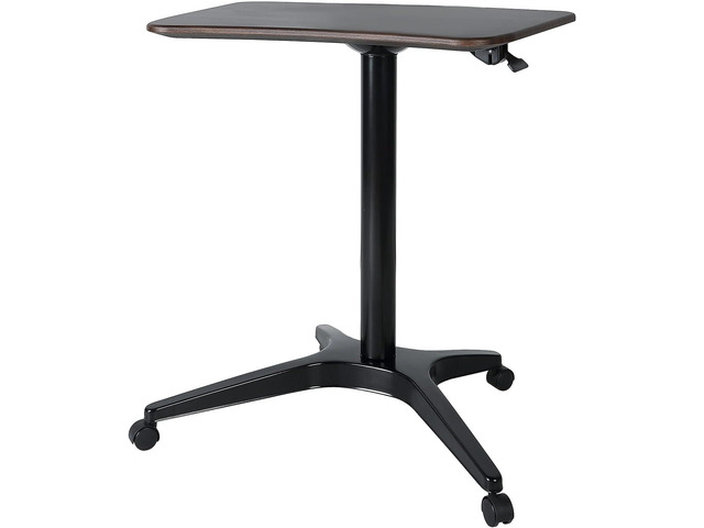Mobile Standing Desk,Pneumatic Height Adjustable Laptop Desk, Mobile Laptop Desk with Wheels, Height Adjustable from 29.5'' to 47'',Black