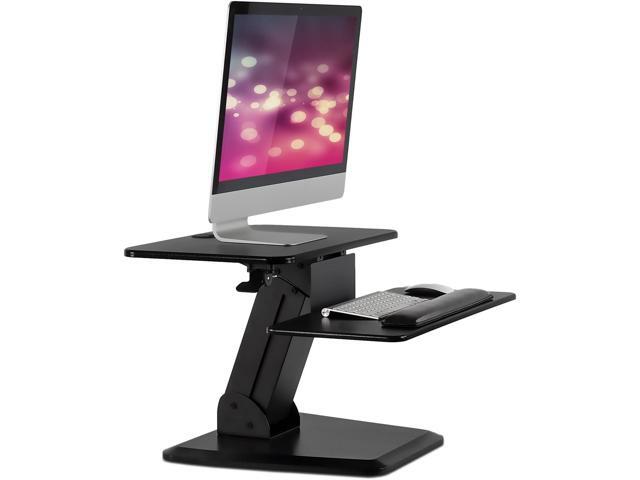 Mount-It! Sit Stand Desk Converter, Ergonomic Height Adjustable Tabletop Standing Desk, Gas Spring Compact Desk Riser MI-7916, Black Stand