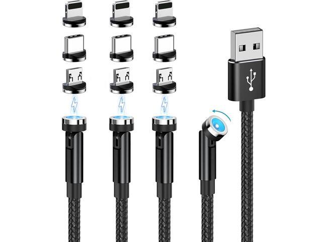 540° Rotating Magnetic Charging Cable (4 Pack 3/3/6/6ft) USB C Magnetic Phone Charger Cable 3 in 1 2.4A Fast Charge Cord for iPhone Samsung Moto...