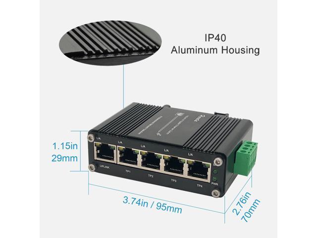 Hardened Industrial Gigabit Ethernet Switch 5-Port Mini Industrial Switch 10/100Mbps Half/Full Duplex and 1000Mbps Full Duplex