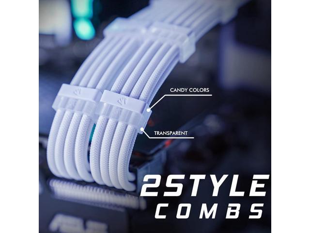 AsiaHorse 18AWG PSU Cable Extension Sleeved Custom Mod GPU PC Audio Video Power Supply Soft Braided Cables with Two Color Comb Kit 24P/8P to 6+2P/...
