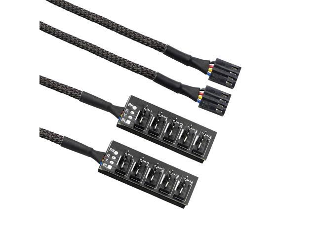 CERRXIAN 4 Pin PWM Fan Hub Splitter Power Supply Cable 1 to 5 Way PC CPU Cooling Case Fan Power Extension Cable for ATX Computer Case 4-Pin & 3-Pin...