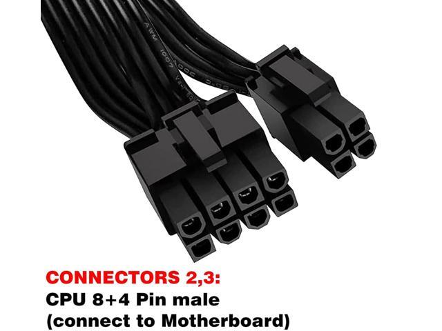 CPU 8 Pin Splitter ATX CPU 8 Pin Female to Motherboard CPU 8 Pin Male + CPU 4 Pin Male Power Supply Cable EPS 12V for Motherboard Converter Adapter...