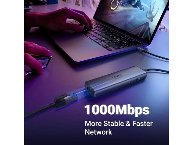 UGREEN Revodok 7 in 1 USB C Hub Gigabit Ethernet Adapter 4K@60Hz HDMI, 100W PD Charging, USB A Data Ports, SD/TF Card Reader Compatible with Mac...