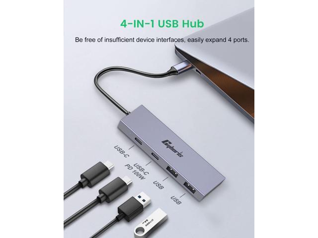 USB C Hub, 4 Port 10Gbps USB C to USB Adapter USB 3.1 Hub GEN2, USB C Splitter Thunderbolt 3 Compatible, PD100W Powered USB C Hub, USB-C Hub for...